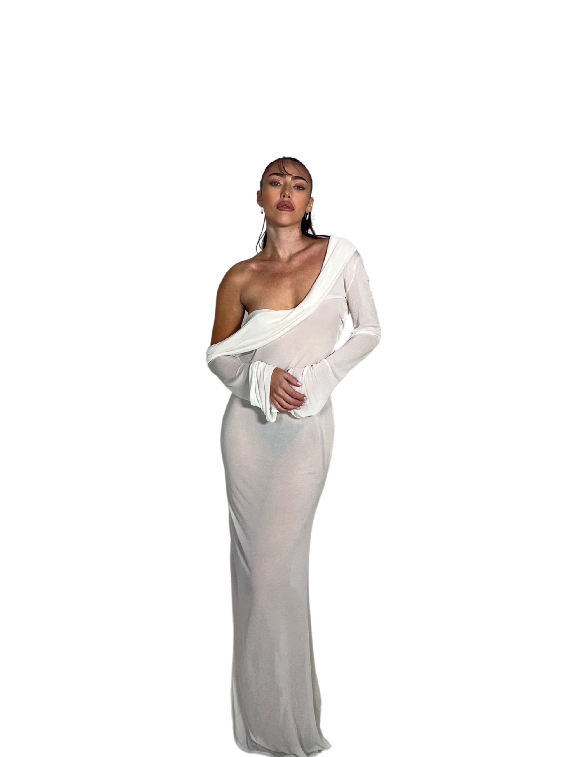 KNITTED OFF-THE-SHOULDER DRESS WITH DRAPE OPEN BACK DETAIL LARGE KNITTED OFF-THE-SHOULDER DRESS WITH DRAPE OPEN BACK DETAIL LARGE