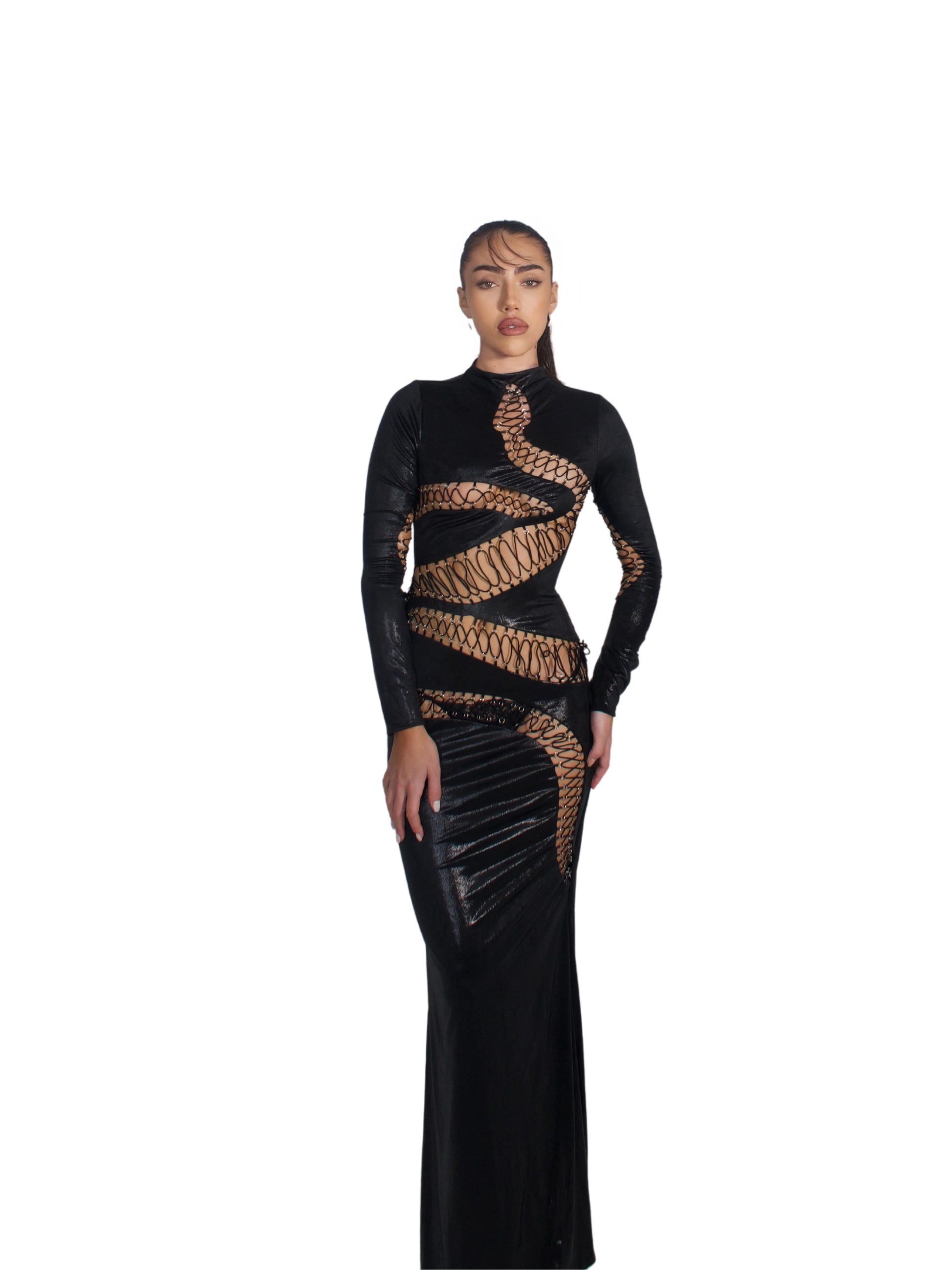 snake dress She's A Queen PU Midi Dress Tan Snake