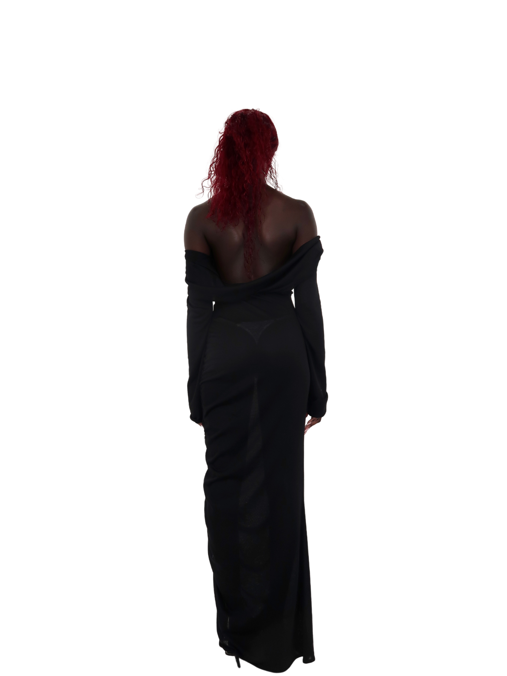 black knit off the shoulder dress Knit Off-Shoulder Sweater Maxi Dress